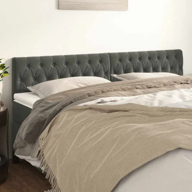 vidaXL Hoofdborden 200x7x78/88 cm fluweel donkergrijs