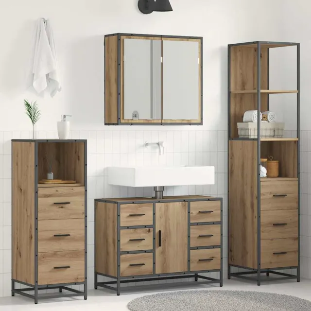 vidaXL Badkamermeubelset 3 st Artisan Eiken 80 x 33 x 60 cm