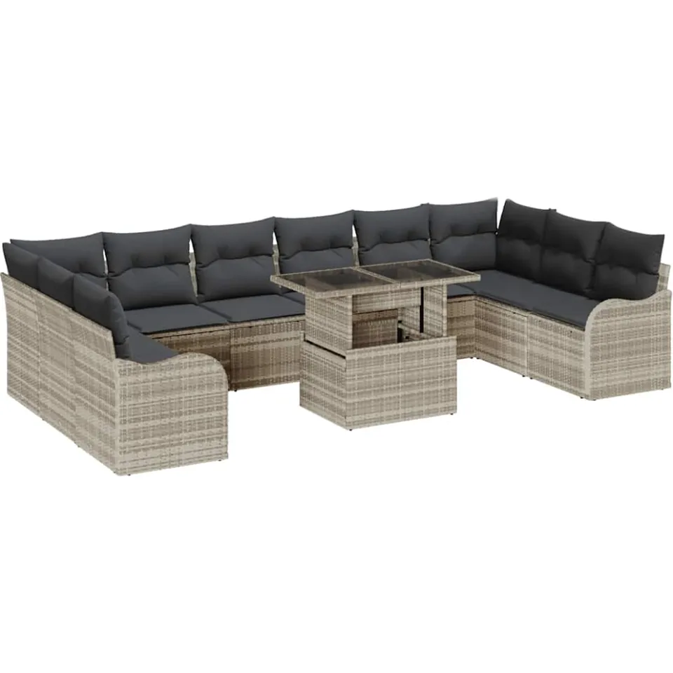 vidaXL Tuin Sofa Set 11 st Lichtgrijs Poly riet