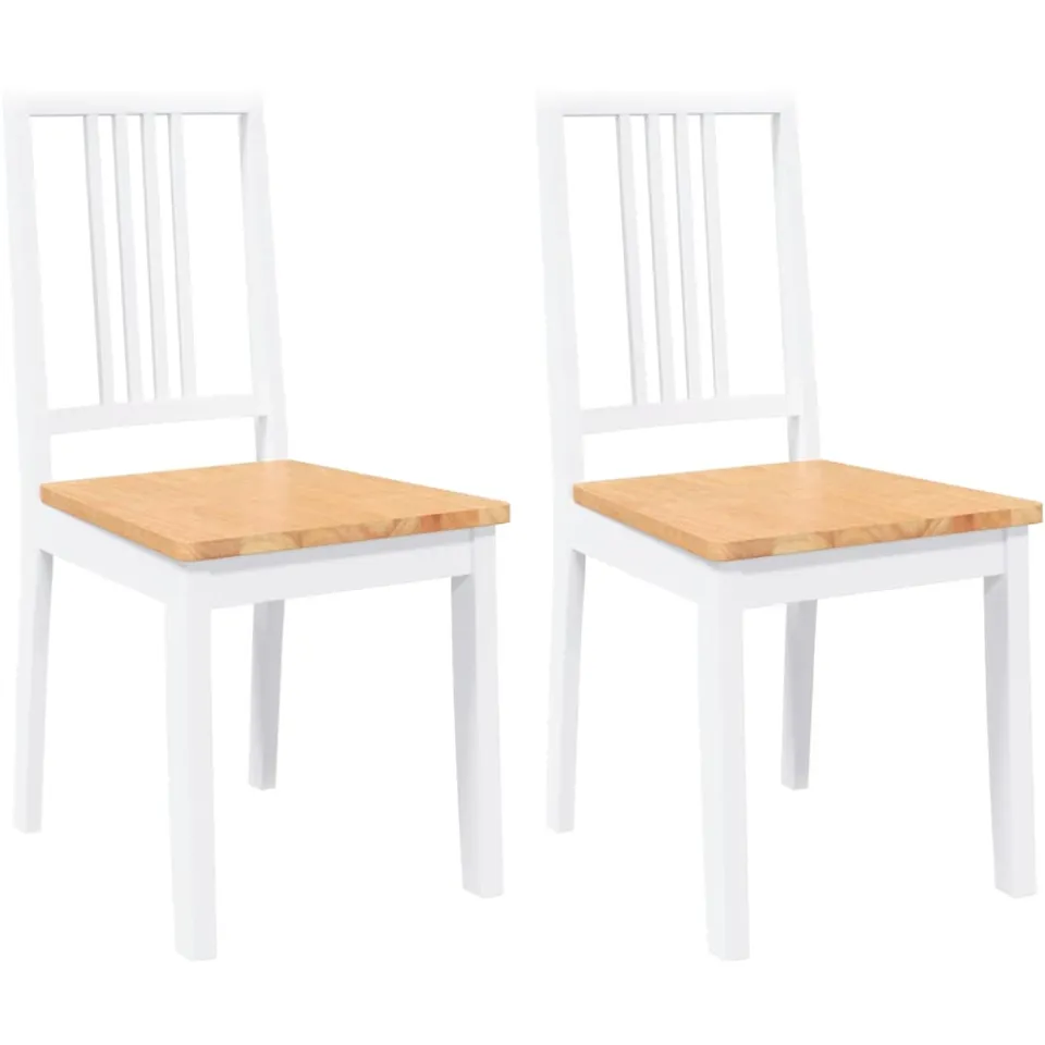 vidaXL Eetkamerstoelen 2 st massief hout rubber wit
