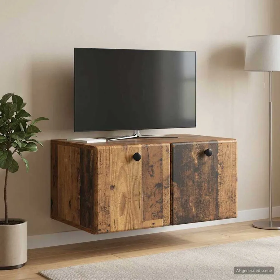 vidaXL Wandbeugel TV-kast 59,5 x 41 x 30 cm Oud hout Bewerkt hout bruin, foto 4