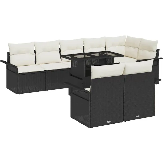 vidaXL Tuin Sofa Set 9 st Zwart [Synthetisch]: Poly Rattan