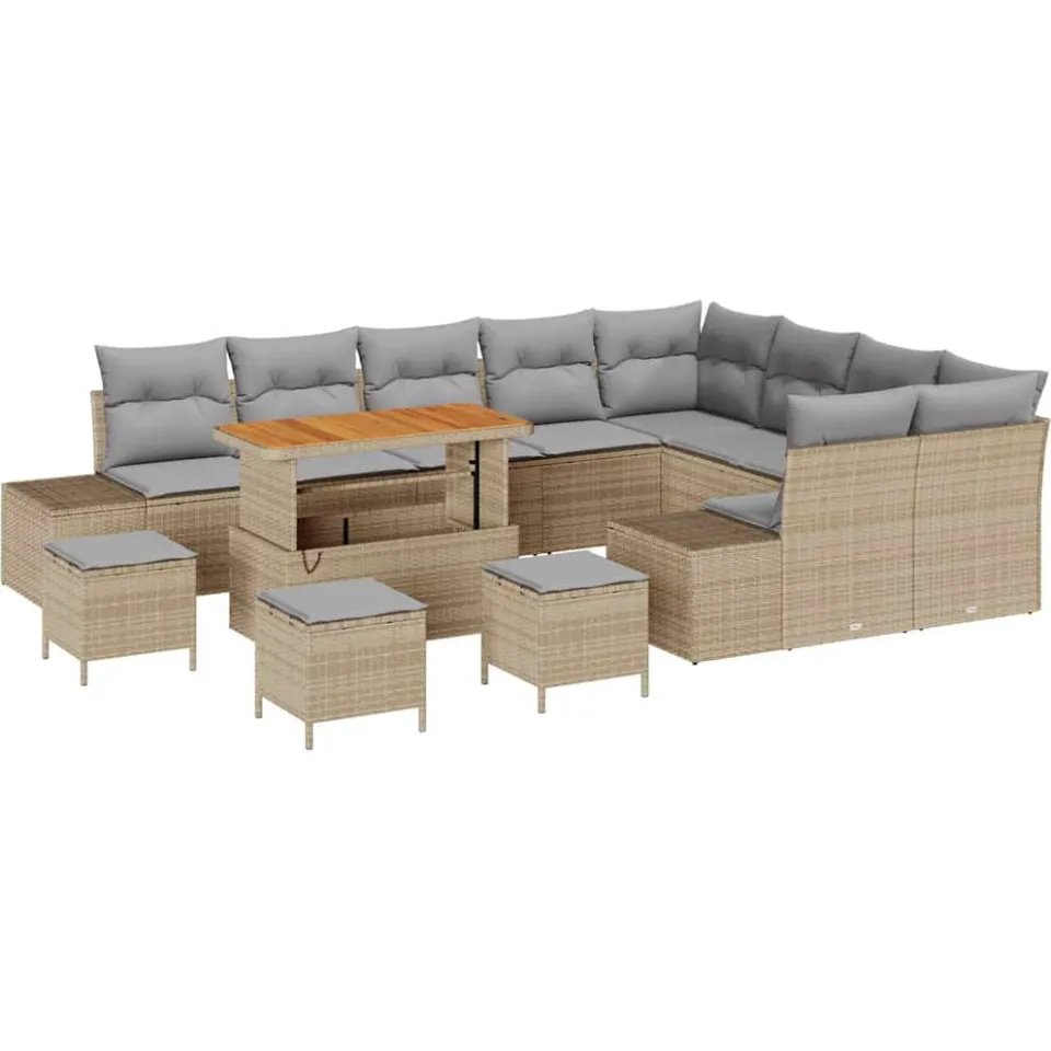 vidaXL Tuinbankenset 13 st Beige poly rattan