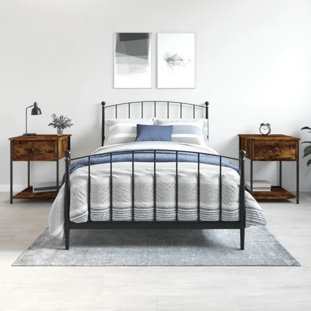 vidaXL Nachtkastjes 2 st 44x45x58 cm bewerkt hout gerookt eikenkleurig, foto 2