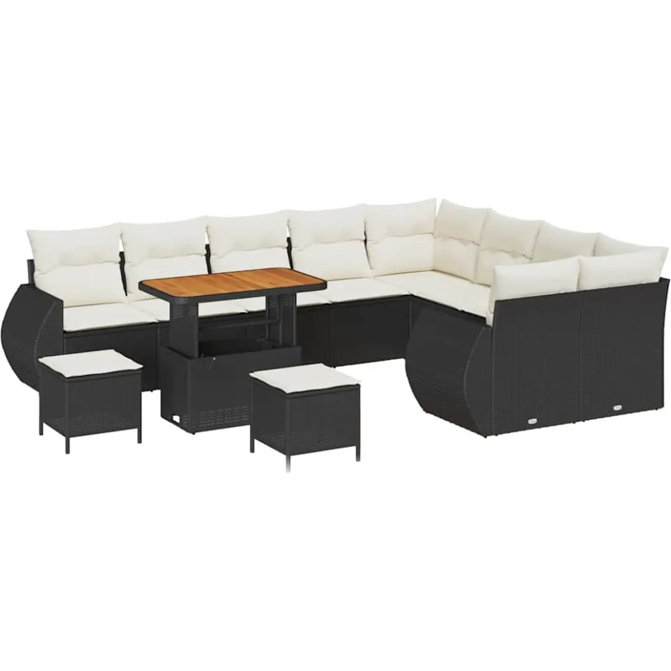vidaXL Tuinbankenset 12 st Zwart poly rattan