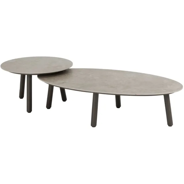 4 Seasons Outdoor Salute lounge tuintafels set van 2 terre keramisch blad Taste 4SO Bruin / Terre