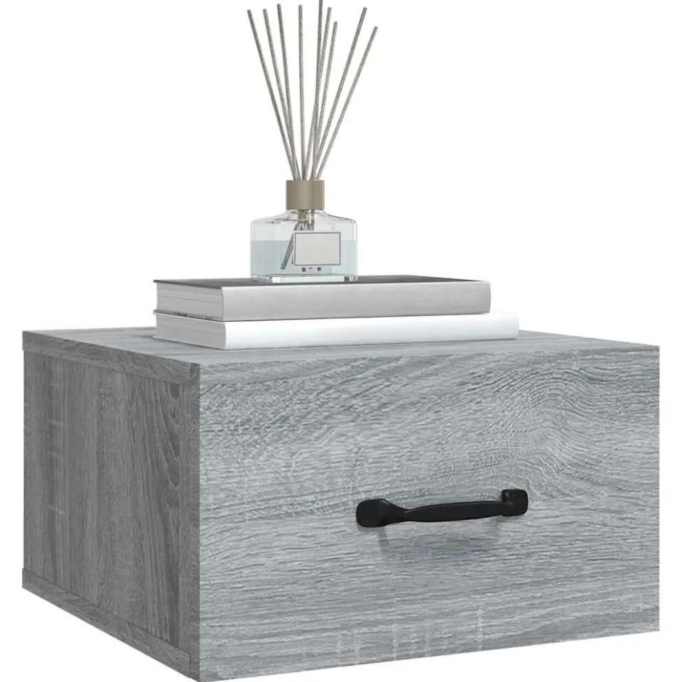 vidaXL Nachtkastjes 2 st wandgemonteerd 35x35x20 cm grijs sonoma eiken