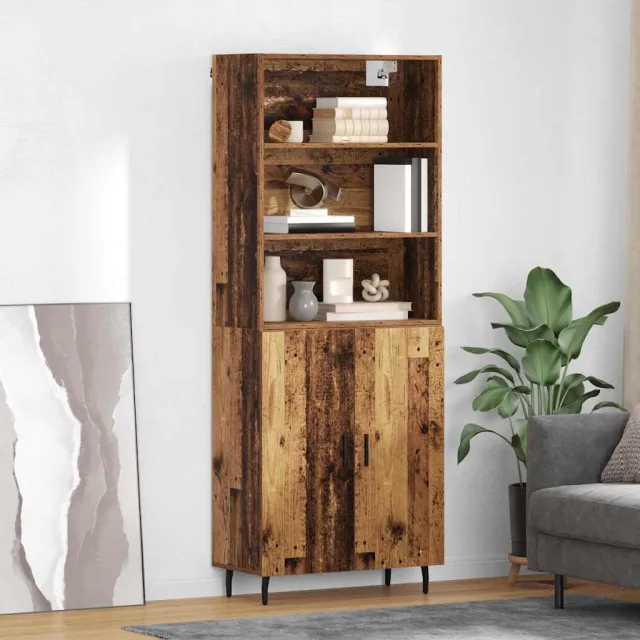 vidaXL Hoge kast 2 st Oud Hout 69,5 x 32,5 x 180 cm Bewerkt hout Bruin