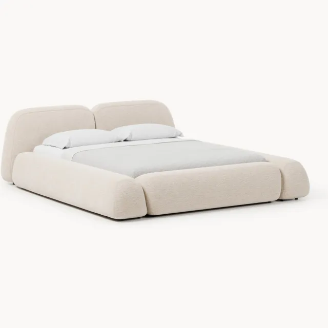 Westwing Collection Gestoffeerd bed Wolke met opbergruimte beige