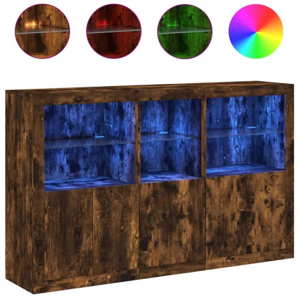 vidaXL Dressoir met LED-verlichting 162x37x100 cm gerookt eikenkleurig Bruin