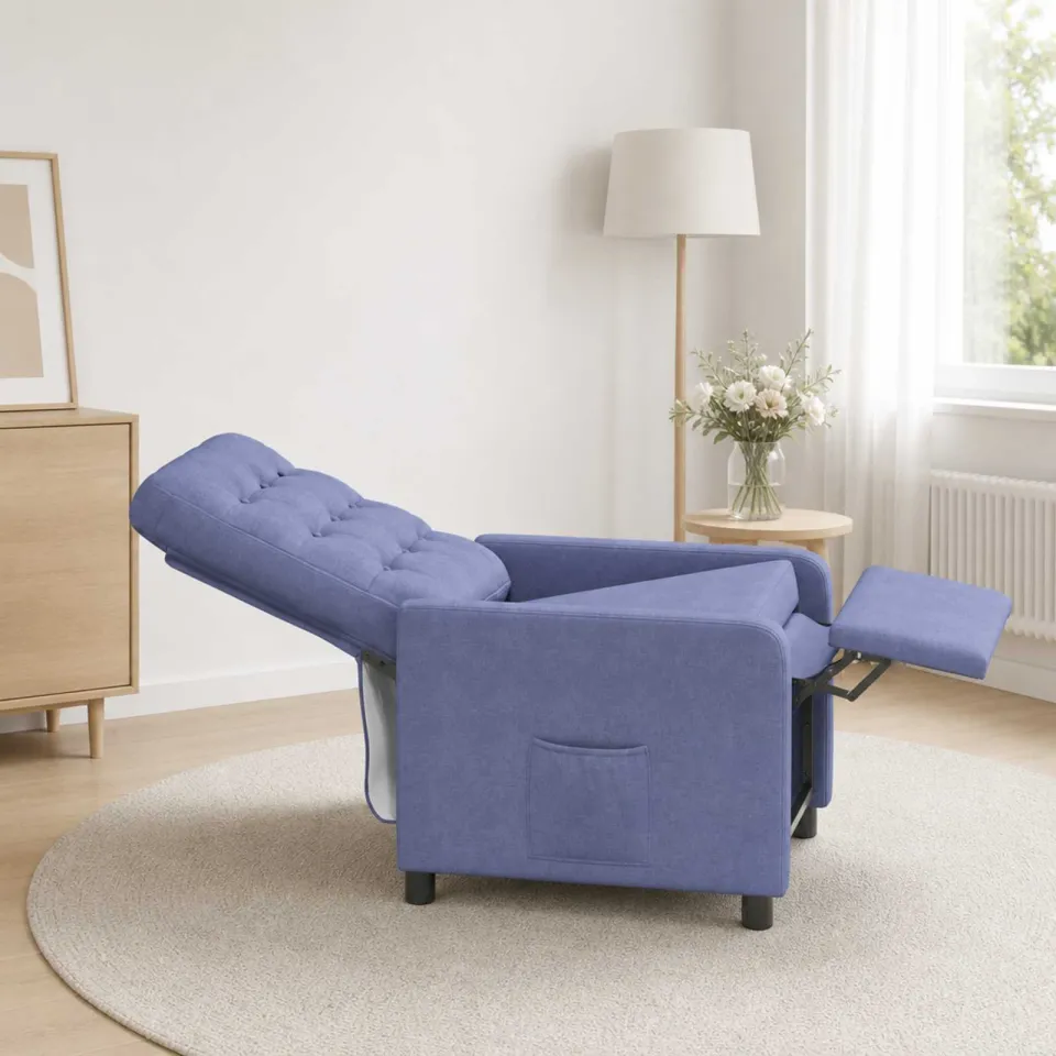 vidaXL Ligstoel Jeans Blauw 65 x 93 x 102 cm Stof, foto 3