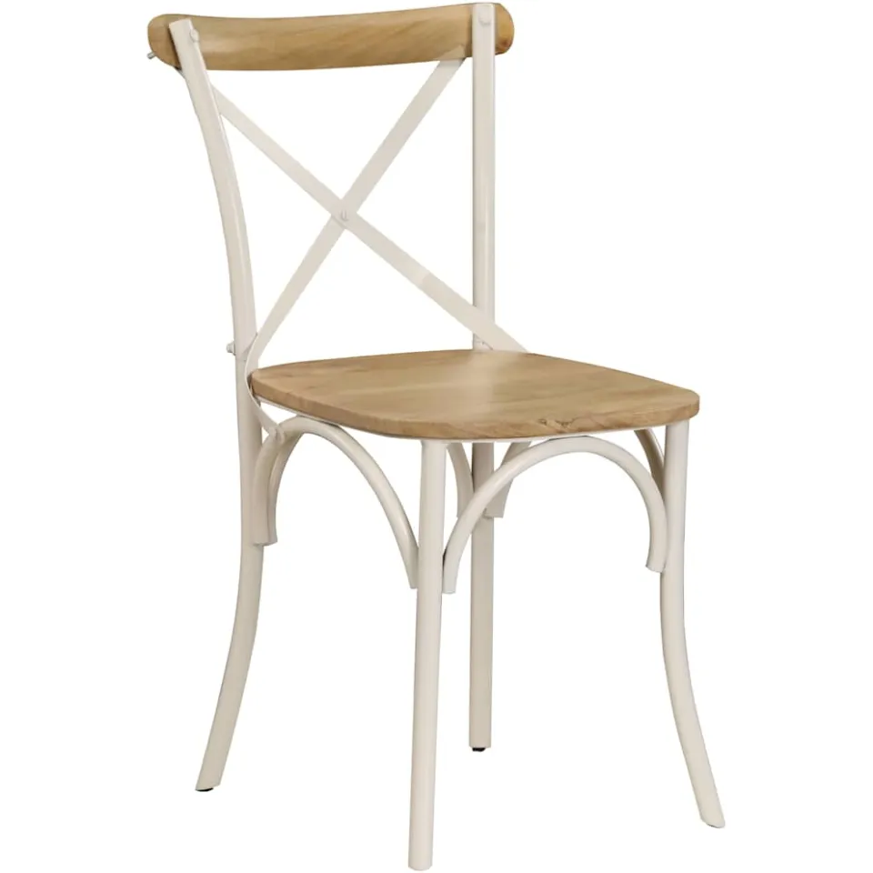 vidaXL Kruisstoelen 2 st massief mangohout wit, foto 2