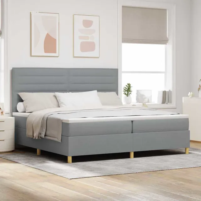 vidaXL Boxspringbed met matras Lichtgrijs 200 x 200 cm Stof