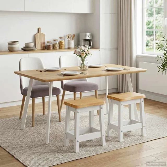 vidaXL Barkruk EKAI 2 st Wit 40 x 29 x 45,5 cm Massief grenenhout, foto 2