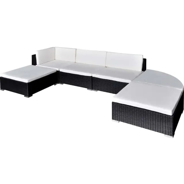 vidaXL 6-delige Loungeset met kussens poly rattan zwart