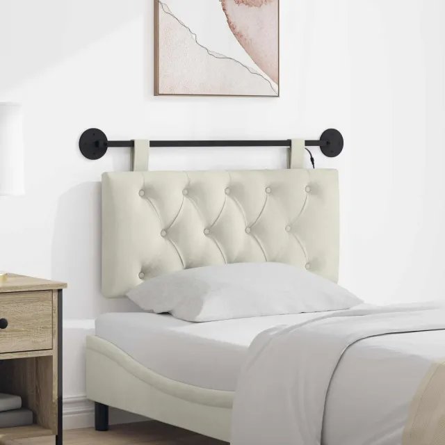 vidaXL Hangend hoofdbord Crèmekleurig Fluweel
