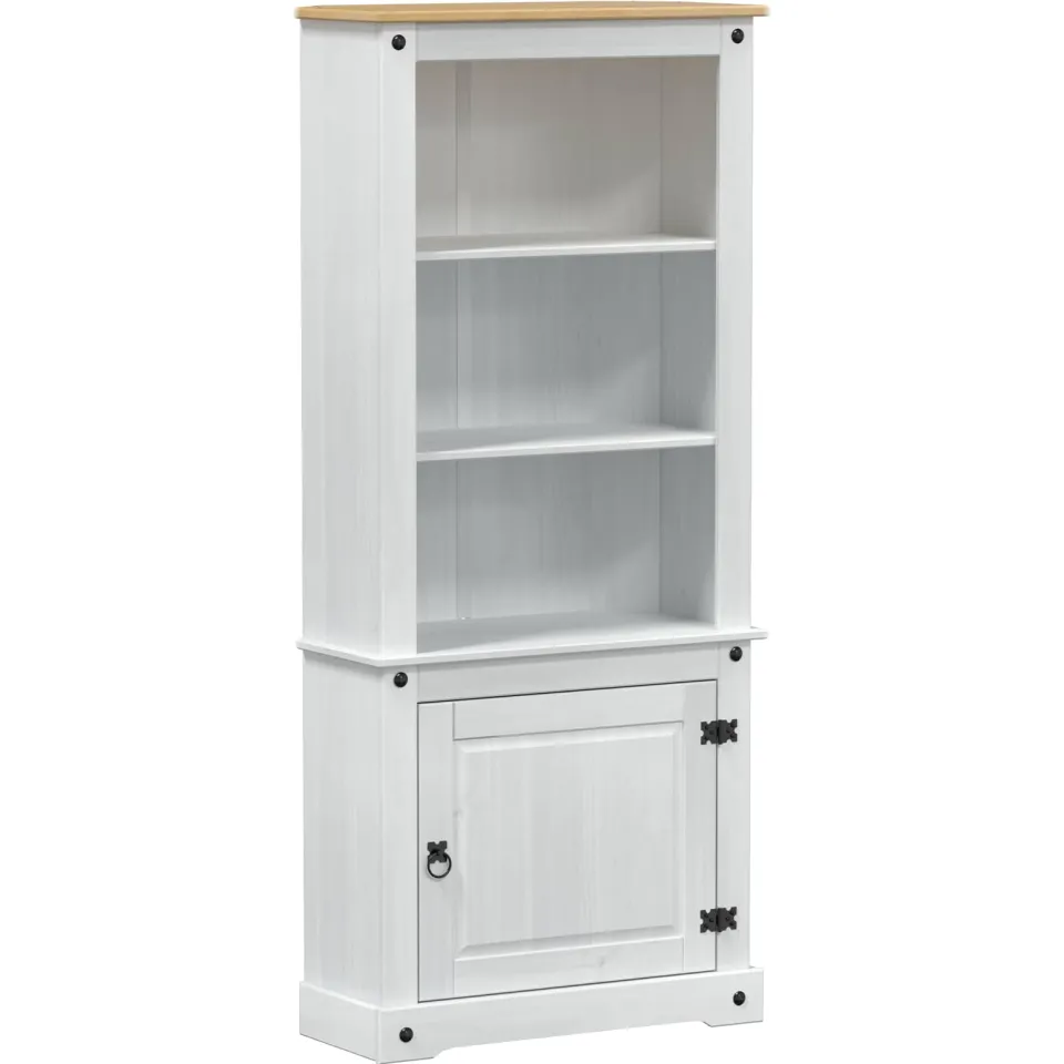 vidaXL Hoge kast Wit 74 x 38 x 170 cm Massief grenenhout, foto 3