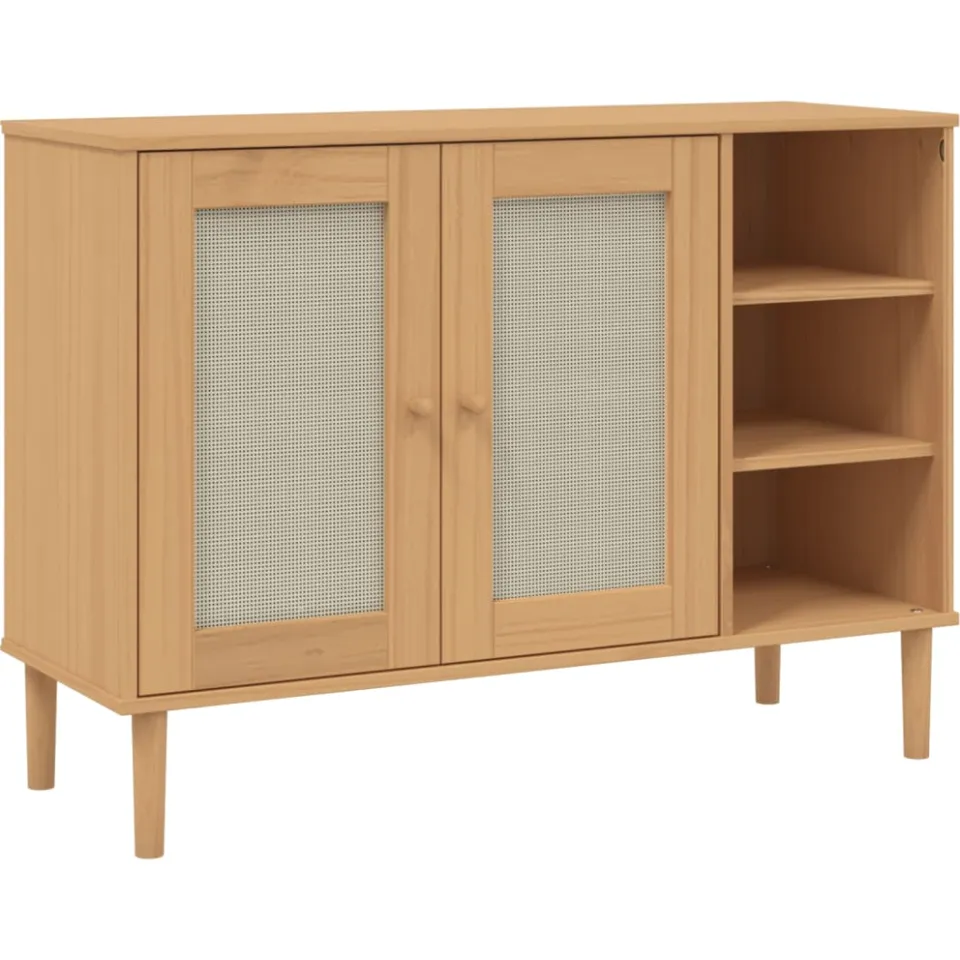 vidaXL Dressoir SENJA 112x40x80 cm rattan massief grenenhout bruin, foto 3