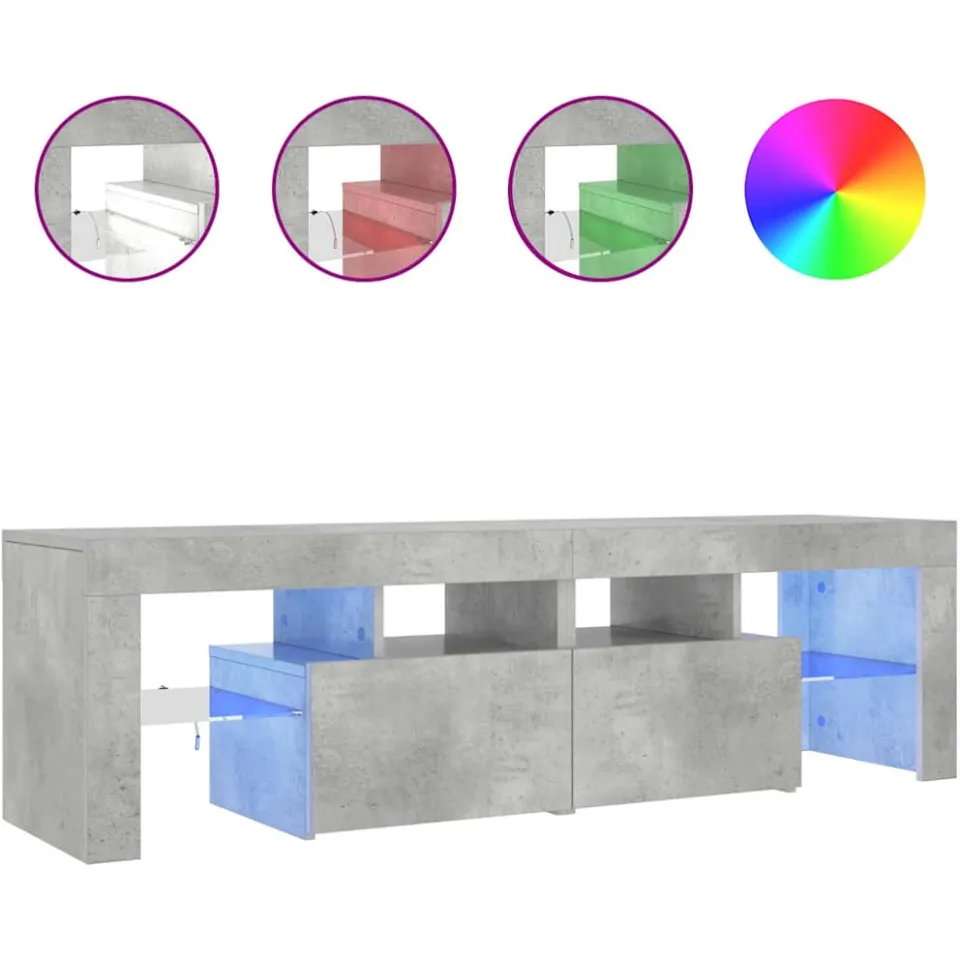vidaXL Tv-meubel met LED-verlichting 140x36,5x40 cm betongrijs grijs, foto 3