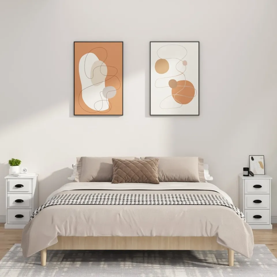 vidaXL Nachtkastje 39x39x67 cm bewerkt hout wit, foto 3