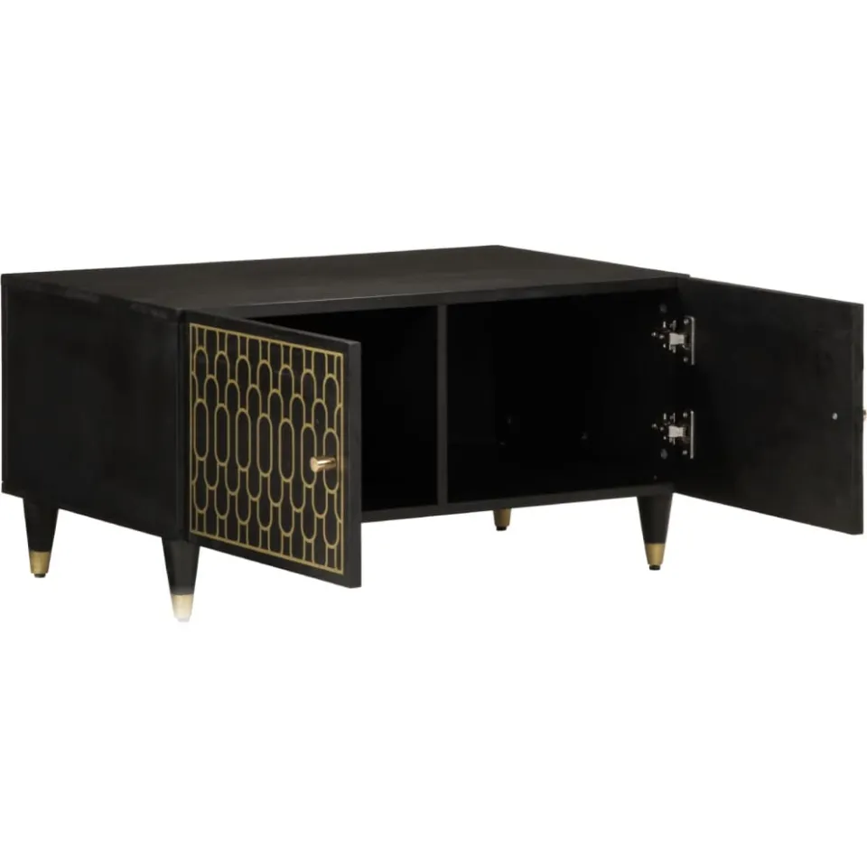 vidaXL Salontafel 80x50x40 cm massief mangohout zwart, foto 2