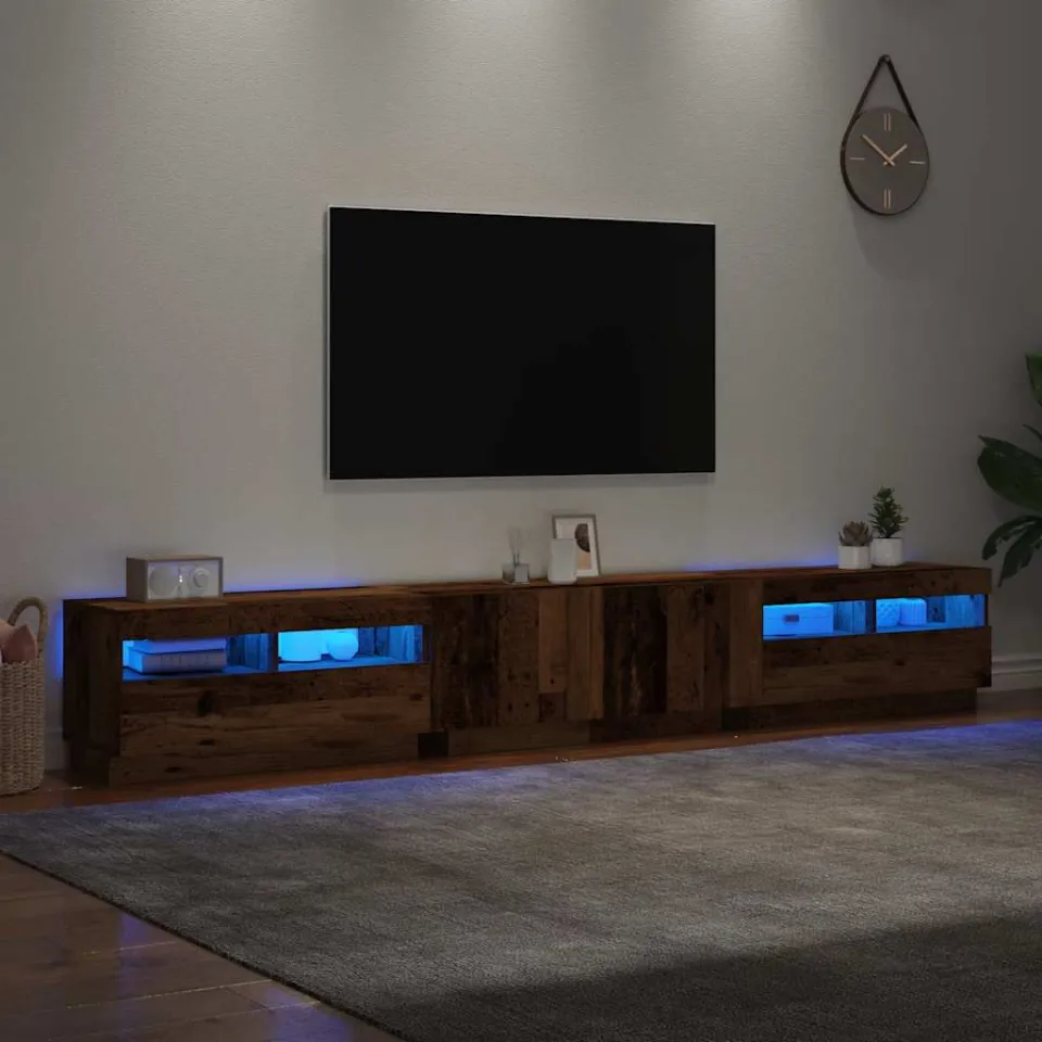 vidaXL Tv-meubel met LED 260x35x40 cm bewerkt hout oud hout bruin, foto 4