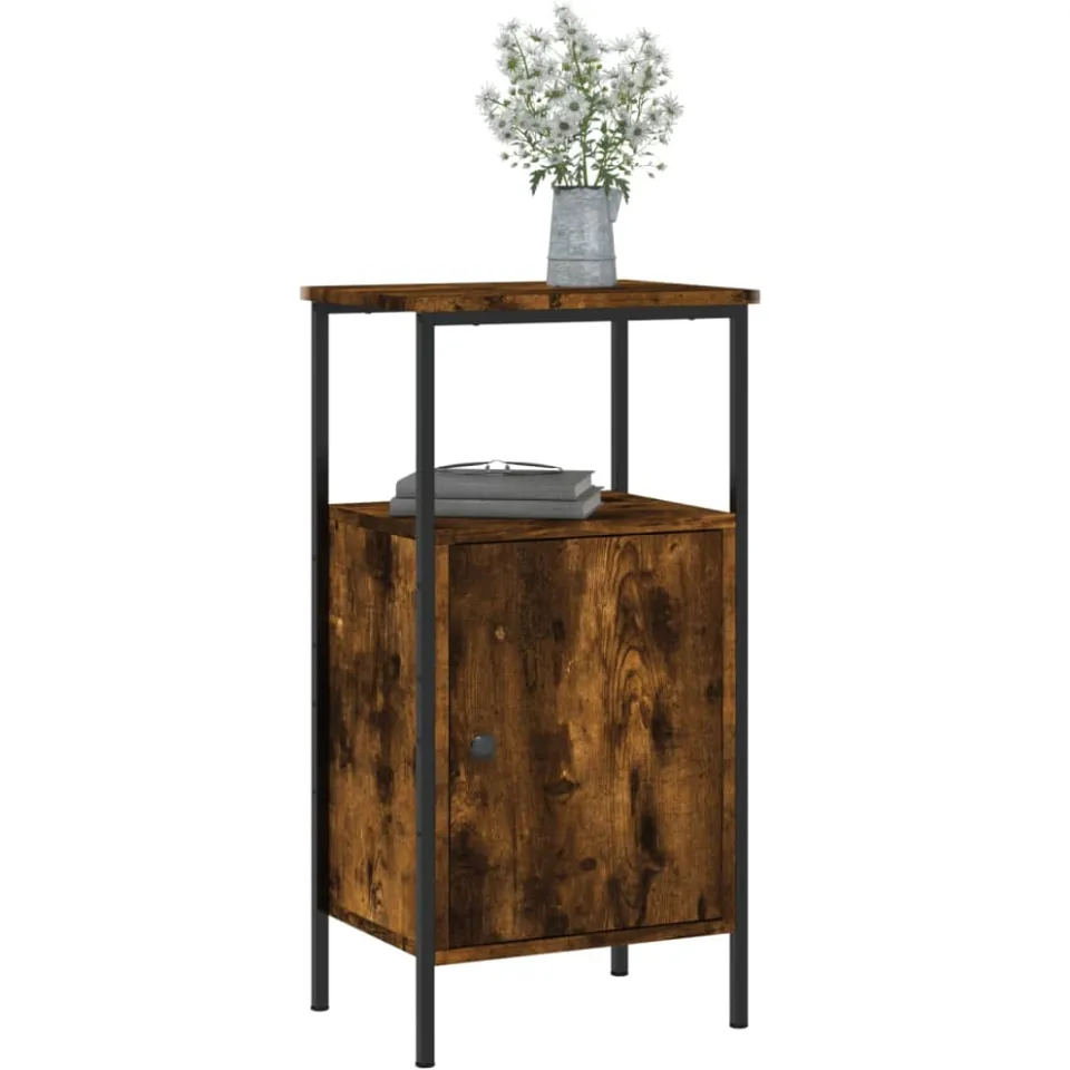 vidaXL Nachtkastjes 2 st 41x31x80 cm bewerkt hout gerookt eikenkleurig Bruin