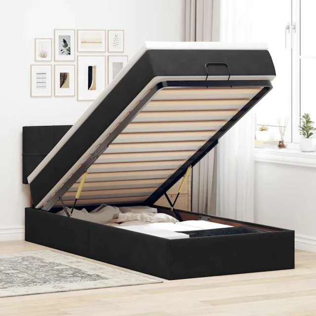 vidaXL Ottoman bed met matras 100x200 cm fluweel zwart