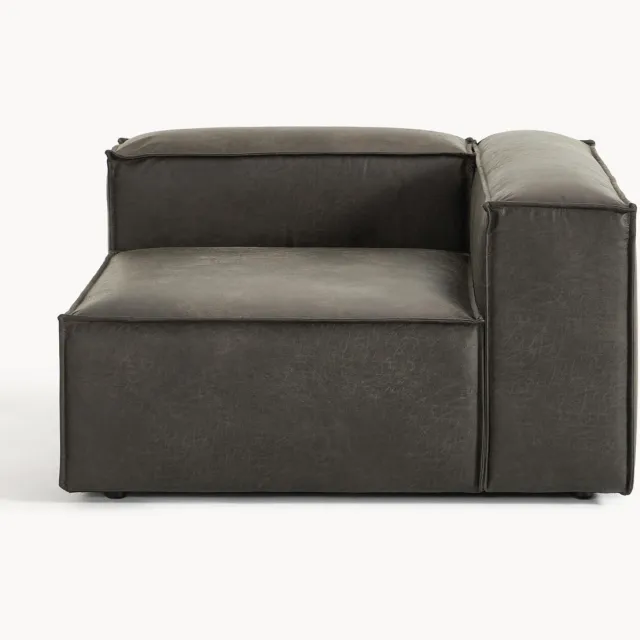 Westwing Collection Hoekmodule Lennon van gerecycled leer Taupe