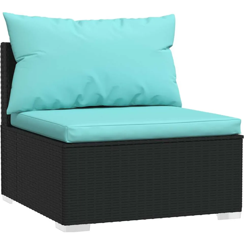 vidaXL 6-delige Loungeset met kussens poly rattan zwart