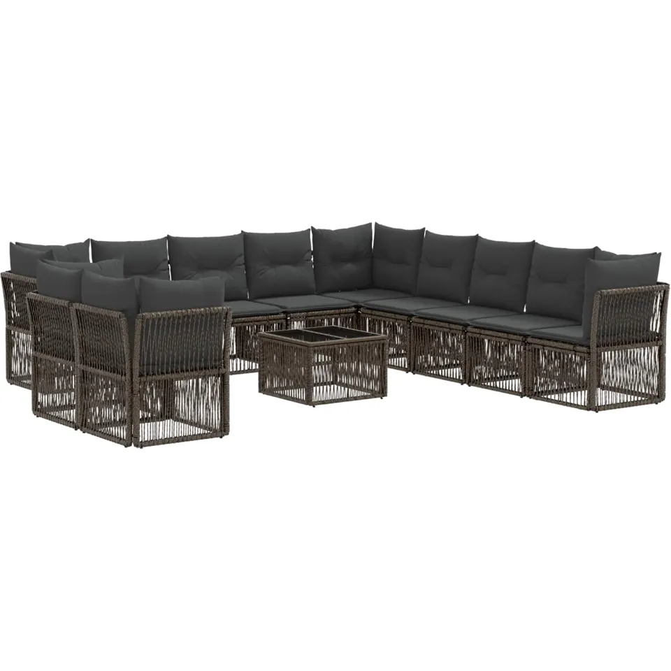 vidaXL Tuinbankenset 12 st 11-zits Grijs poly rattan, foto 3