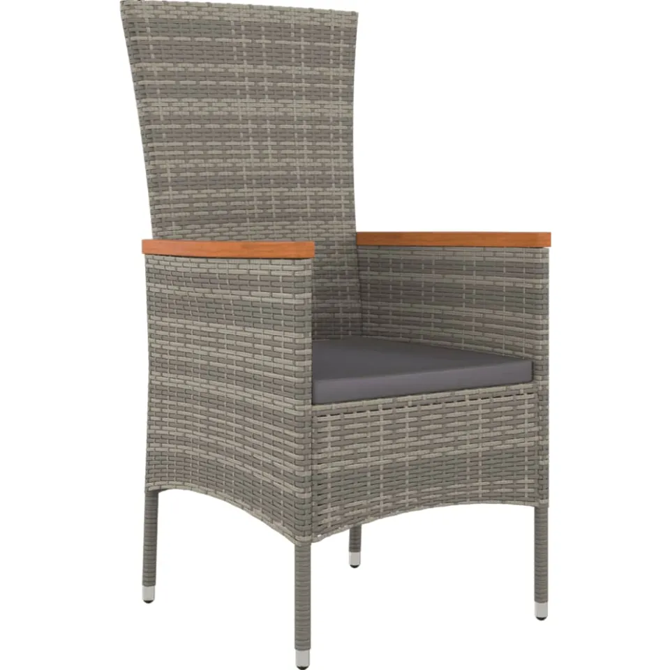 vidaXL 11-delige Tuinset met kussens poly rattan grijs