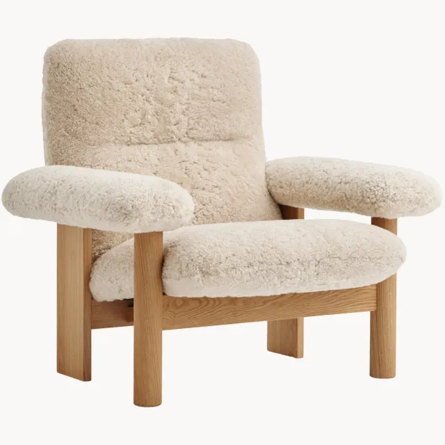 Audo Copenhagen Teddy loungefauteuil Brasilia met eikenhout Wit