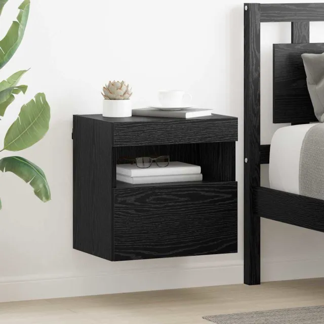 vidaXL TV Wandkasten 2 st Zwart Eiken Bewerkt hout
