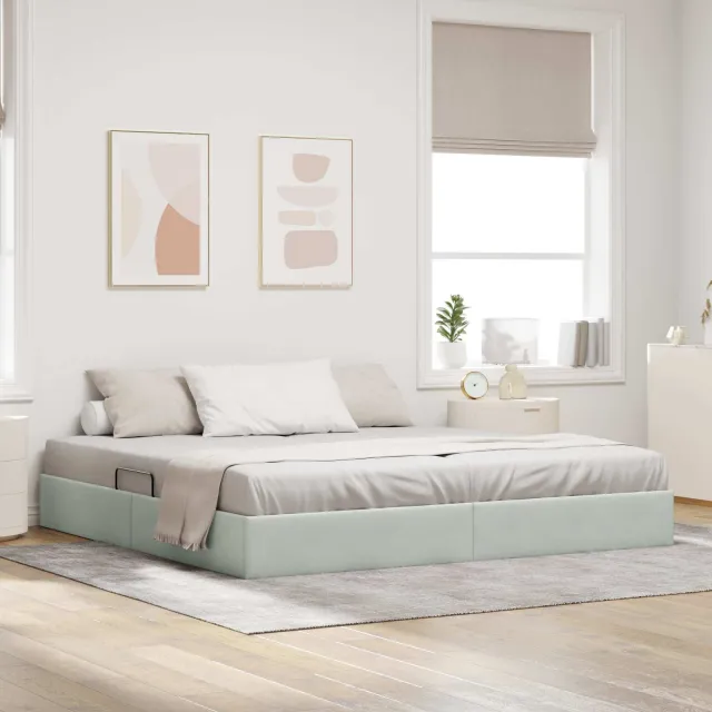 vidaXL Ottoman Bedframe Lichtgrijs 200 x 200 cm Fluweel