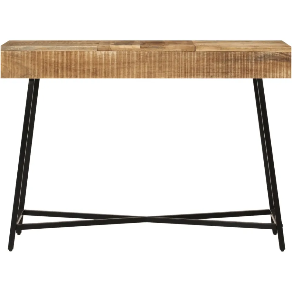 vidaXL Kaptafel 105x35x75 cm massief ruw mangohout en ijzer bruin, foto 3