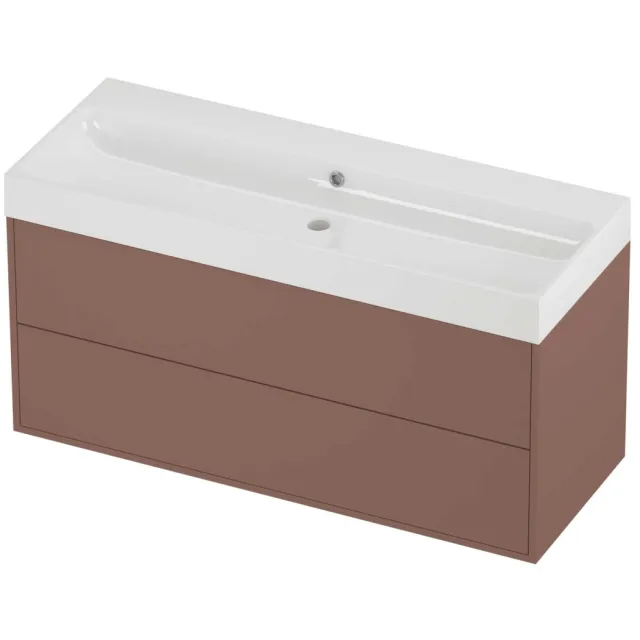 Proline Podium Badmeubelset Polystone Loft 2 Laden 120x46x62 cm Glans Wit Beauty Blush Rosé Goud