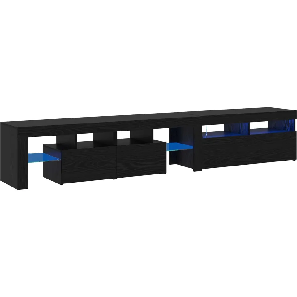 vidaXL TV-kast 2 st Zwart Eiken Bewerkt hout