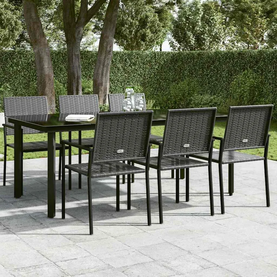 vidaXL Tuintafel 200x100x74 cm staal en glas zwart, foto 3