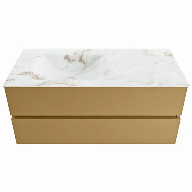 Mondiaz VICA-DLUX 110cm badmeubel onderkast Oro 2 lades. Inbouw wastafel CLOUD links 1 kraangat, kleur Frappe.