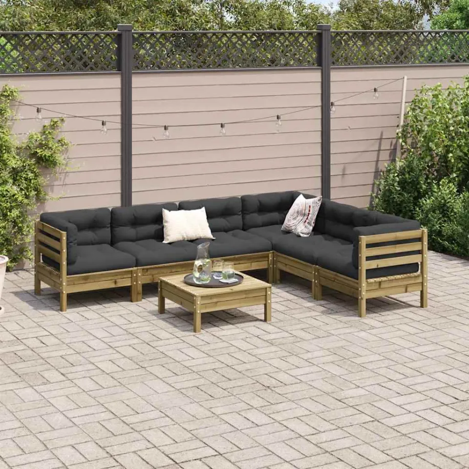vidaXL 7-delige Loungeset met kussens geïmpregneerd grenenhout bruin, foto 2