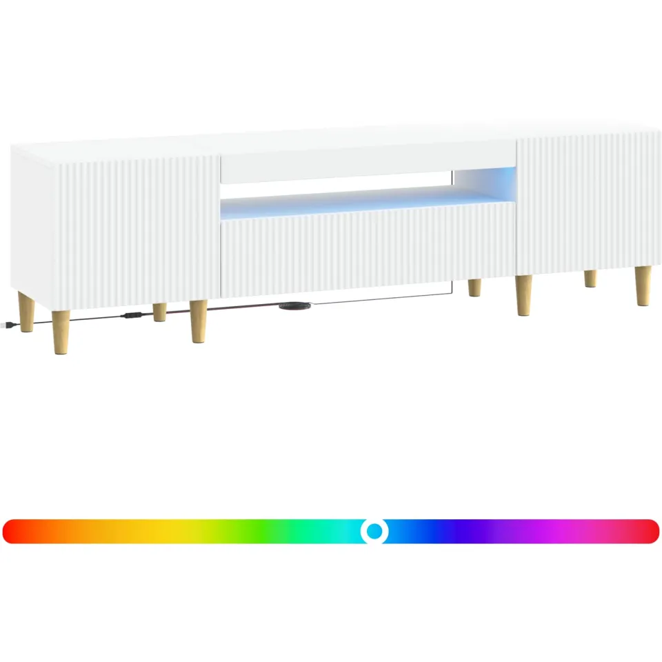 vidaXL LED tv-meubel ARNHEM 153 x 35 x 43 cm Wit Bewerkt hout