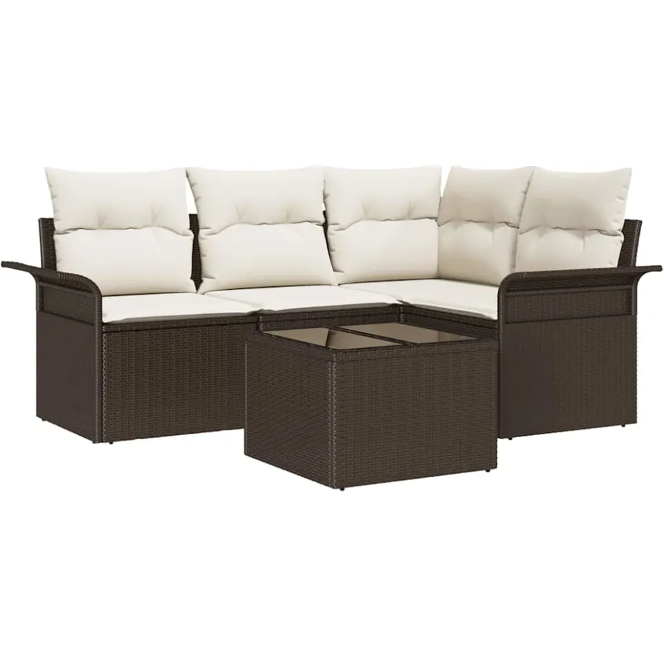 vidaXL Tuin Sofa Set 5 st Bruin poly rattan