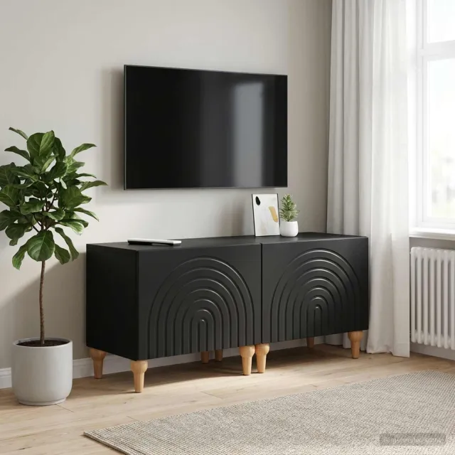 vidaXL Tv-meubel Zwart Bewerkt hout