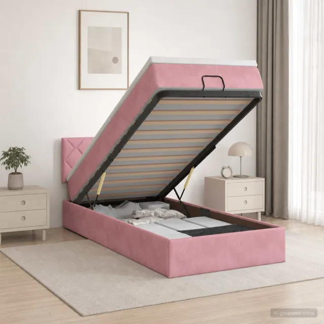 vidaXL Ottoman bed met matras met hoofdeinde Roze 90 x 190 cm Fluweel