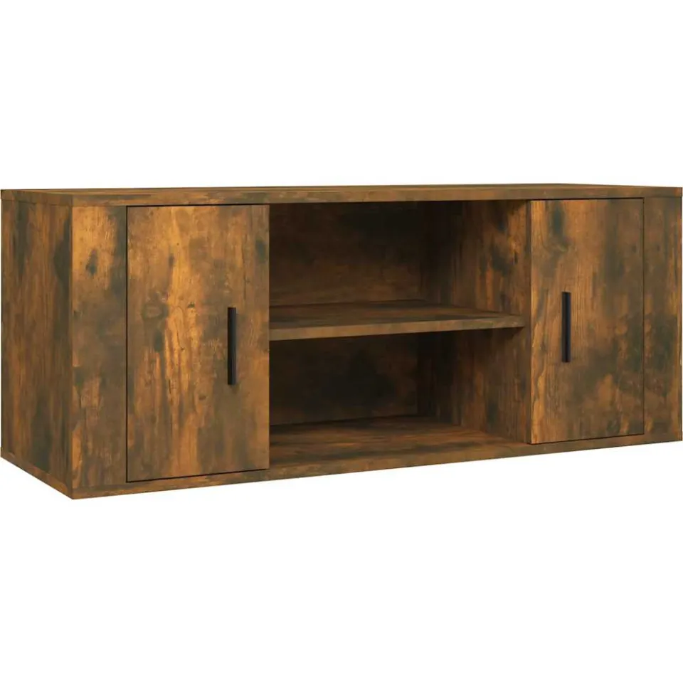 vidaXL Tv-meubel 100x35x40 cm bewerkt hout gerookt eikenkleurig