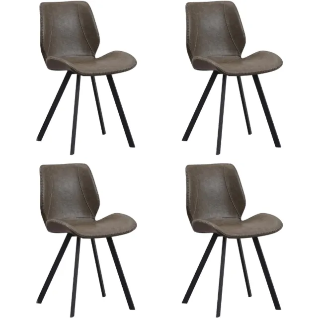 Dimehouse Set van 4 Eetkamerstoelen Industrieel Groen Kunstleer Barry - Zonder Armleuningen - Kunstleer - Industrieel