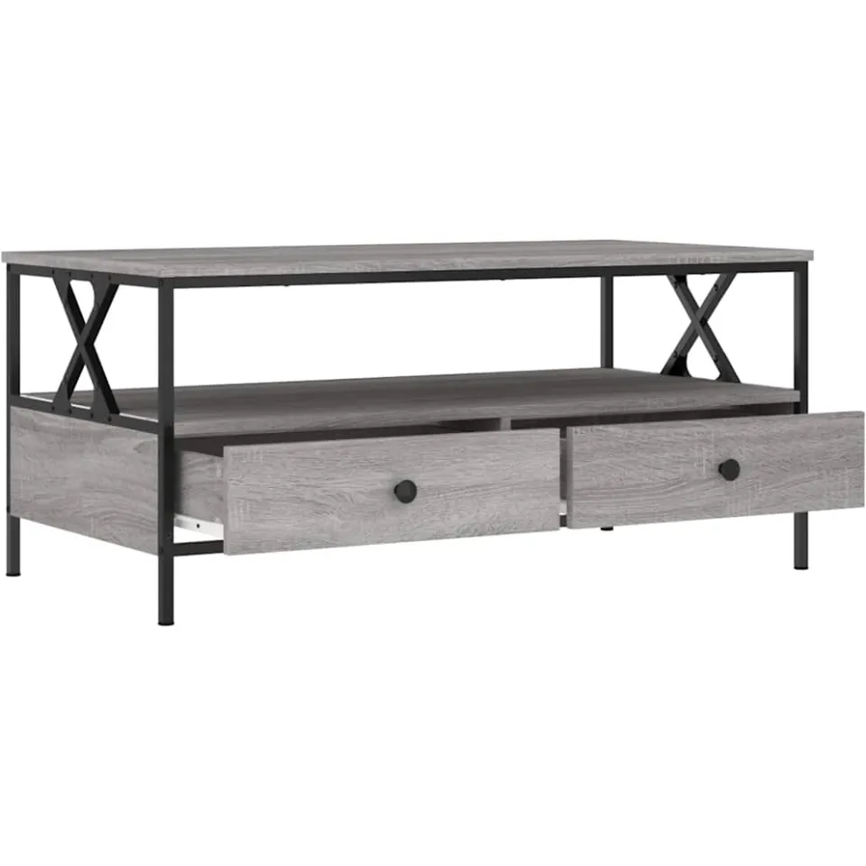 vidaXL Salontafel 100x51x45 cm bewerkt hout grijs sonoma eiken