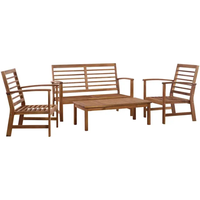 vidaXL 4-delige Loungeset massief acaciahout Bruin