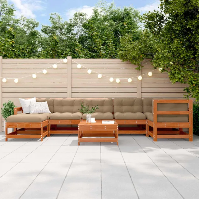 vidaXL Tuin loungeset 8 st Wasbruin Massief grenenhout bruin, foto 2